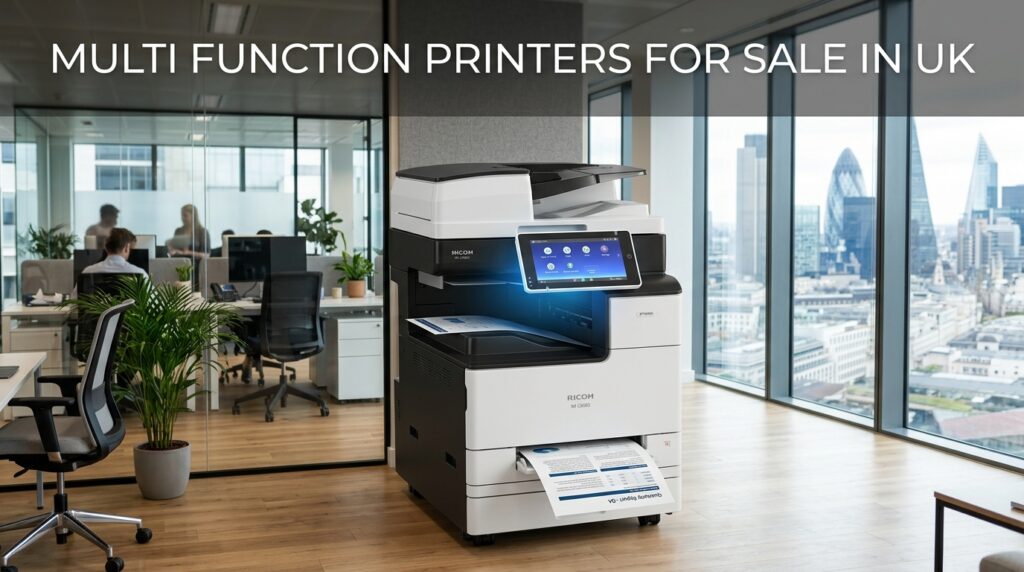 Multi Function Printers for Sale in the UK: Complete Business Buying Guide 2 Multifunction office printer for sale in a modern UK workplace
